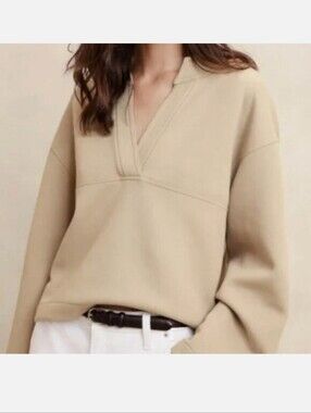NWT Banana Republic Scuba Split Neck Sweatshirt Tan M / L